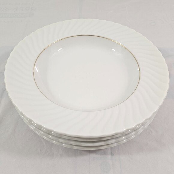 Schonwald Germany White Swirl Rimmed 9” Porcelain Salad Soup Bowls – Set of 4 - Picture 12 of 16
